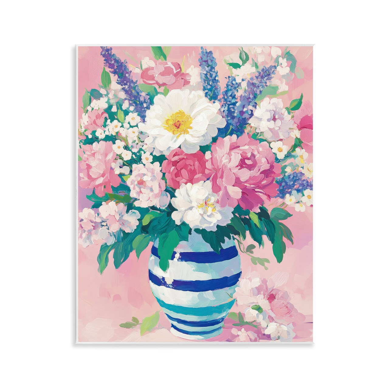 Stupell Industries Springtime Joy Florals over Pink Wall Plaque, design by Petal Prints Design